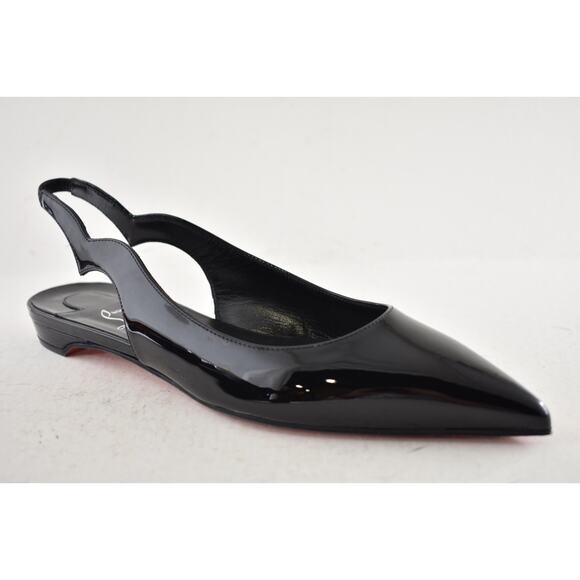 Christian Louboutin Hot Chickita Sling Flat Black Patent Slingback Ballet 38.5 - Picture 5 of 14